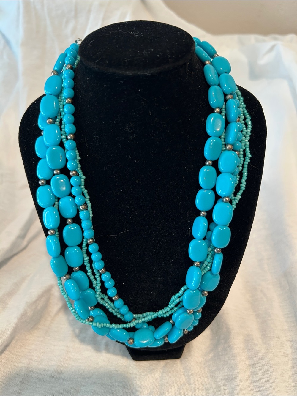 New York & Company Turquoise Multi-Strand Beaded Necklace